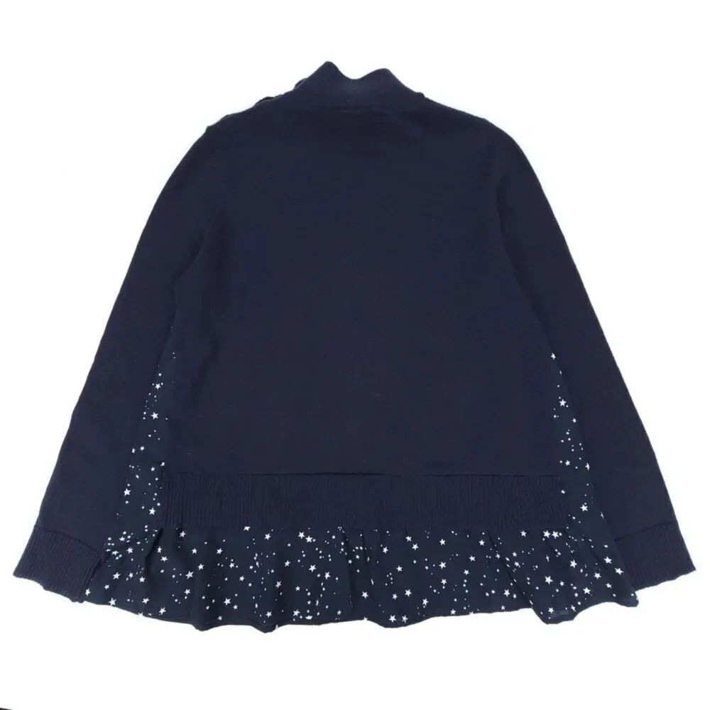 KATE SPADE Wool Night Sky Embellished Peplum Layered Tunic Sweater Navy Small